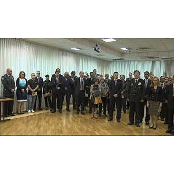 Gianni Torrenti (Assessore regionale Cultura), Andrej Osterman (Capo di Stato maggiore Difesa Slovenia), Rossella Franchini Sherifis (Ambasciatore d'Italia a Lubiana) e Francesco Frare (Comandante Aeroporto Rivolto) all'inaugurazione della mostra fotografica dedicata alla Pattuglia Acrobatica Nazionale (PAN) - Lubiana 15/10/2014