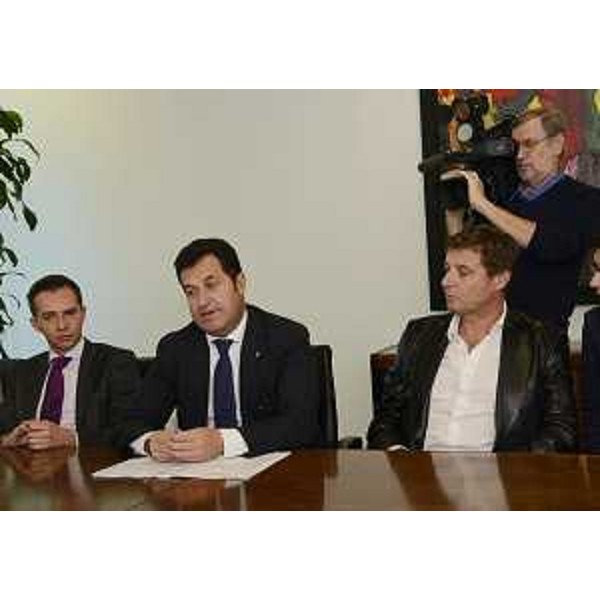 Luca Fanotto (Sindaco Lignano) e Franco Iacop (Presidente Consiglio regionale) al congresso della Confédération Sportive Internationale Travailliste et Amateur (CSIT) - Lignano 15/10/2014