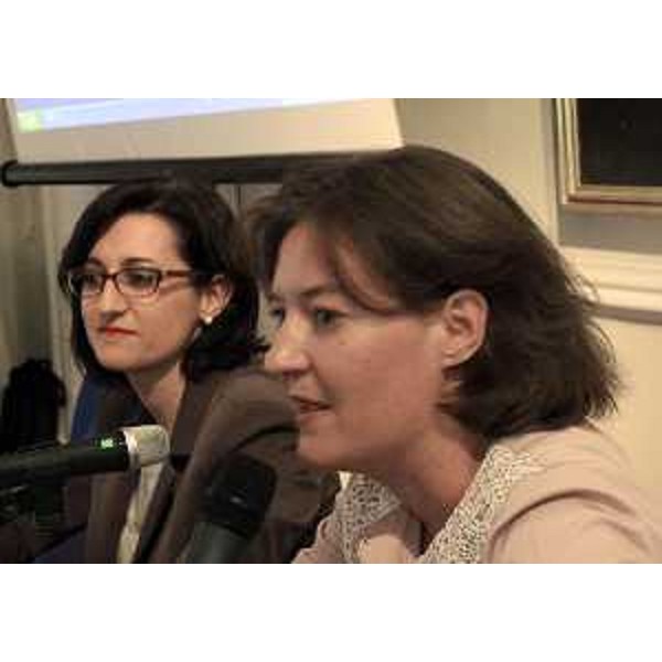 Sara Vito (Assessore regionale Ambiente) e Mara Černic (Vicepresidente Provincia Gorizia) al convegno "Isonzo: un fiume da amare", a Palazzo Attems Petzenstein - Gorizia 14/10/2014