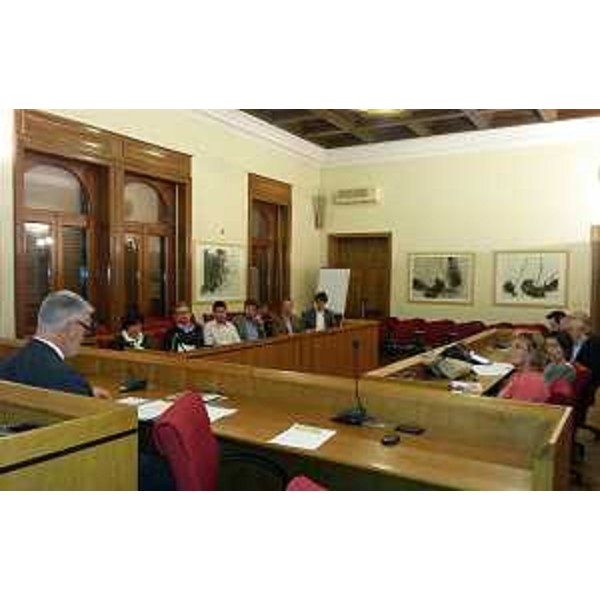 Paolo Panontin (Assessore regionale Autonomie locali) nell'incontro con i sindaci del Cervignanese sul "Riordino del sistema Regione-Autonomie locali nel Friuli Venezia Giulia" - Cervignano del Friuli 20/10/2014