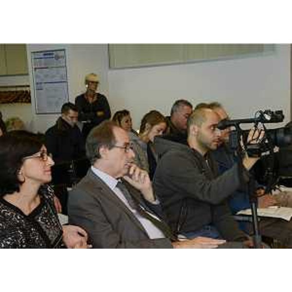 Gli assessori regionali Sara Vito (Ambiente) e Gianni Torrenti (Cultura) alla conferenza stampa sull'Accordo, raggiunto ieri a Palazzo Chigi a Roma, che ridisegna i rapporti finanziari tra Stato e Regione FVG fino al 2017 - Udine 24/10/2014