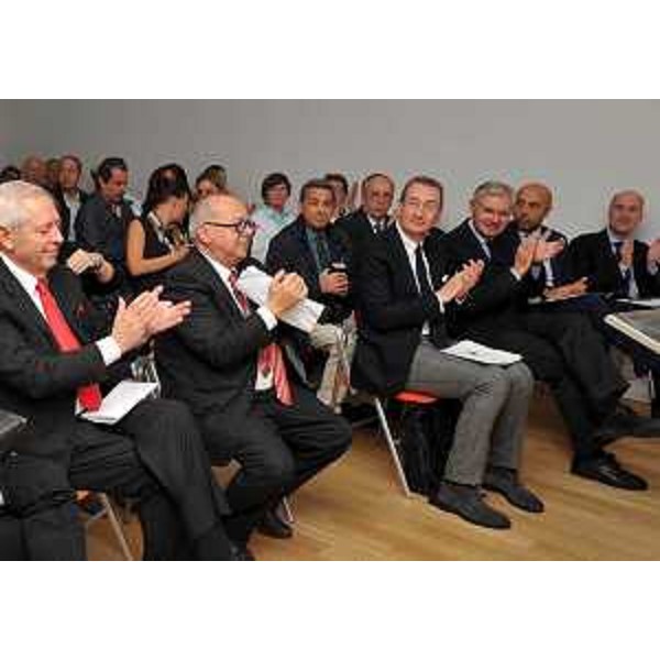 Aldo Comelli (Presidente Sezione Legno-Arredo Unindustria Pordenone e amministratore unico Valitalia S.r.l.), Michelangelo Agrusti (Presidente Unione Industriali Pordenone), Sergio Bolzonello (Vicepresidente Regione FVG e assessore Attività produttive) e Giovanni Pavan (Presidente CCIAA Pordenone) alla presentazione del progetto "Valitalia", nella sede dell'ICE - Agenzia per la promozione all'estero e l'internazionalizzazione delle imprese italiane (ITA - Italian Trade Agency) - New York 05/11/2014