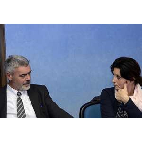 Paolo Panontin (Assessore regionale Funzione pubblica, Autonomie locali, Coordinamento Riforme, Caccia e Risorse ittiche, Protezione civile) e Vannia Gava (Vicesindaco Sacile) nella sede del Consiglio regionale del FVG - Trieste 06/11/2014