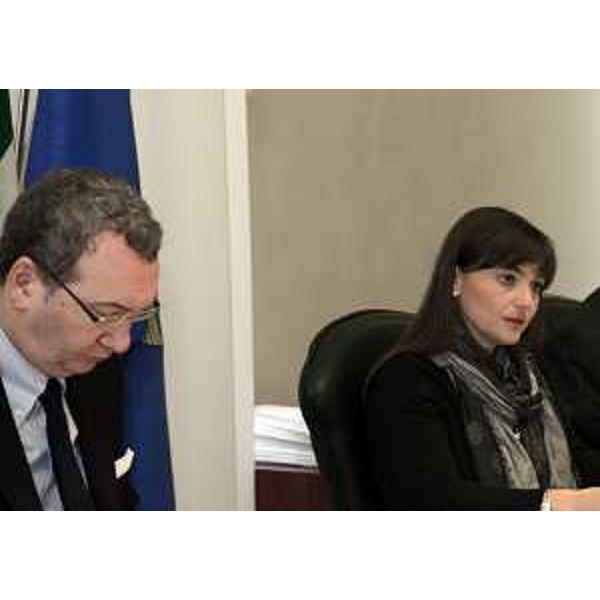 Sergio Bolzonello (Vicepresidente Regione FVg e assessore Attività produttive, Commercio, Cooperazione, Risorse agricole e forestali) e Debora Serracchiani (Presidente Regione Friuli Venezia Giulia) durante la riunione della Giunta regionale del FVG - Trieste 07/11/2014
