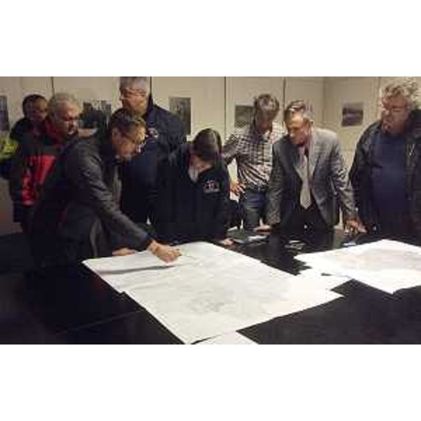 Debora Serracchiani (Presidente Regione Friuli Venezia Giulia), Celio Cossa (Sindaco Tarcento) e tecnici di Protezione civile fanno il punto su diversi fenomeni franosi che riguardano il Tarcentino - Tarcento 12/11/2014