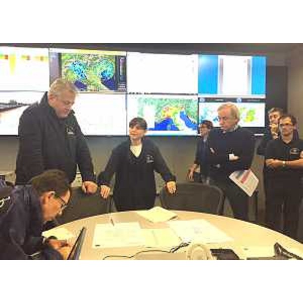 Guglielmo Berlasso (Direttore Protezione civile FVG) e Debora Serracchiani (Presidente Regione Friuli Venezia Giulia) nella Sala operativa della Protezione civile del FVG - Palmanova 12/11/2014