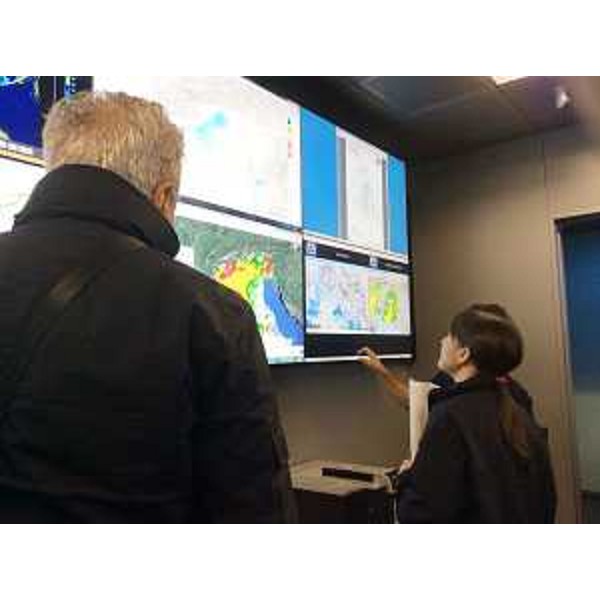 Guglielmo Berlasso (Direttore Protezione civile FVG) e Debora Serracchiani (Presidente Regione Friuli Venezia Giulia) nella Sala operativa della Protezione civile del FVG - Palmanova 12/11/2014