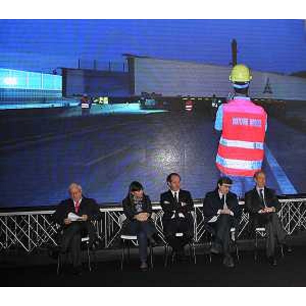 Emilio Terpin (Presidente Autovie Venete S.p.A.), i presidenti di Regione Debora Serracchiani (Friuli Venezia Giulia) e Luca Zaia (Veneto), Maurizio Castagna (Amministratore delegato Autovie Venete S.p.A.) e Giorgio Desideri (Direttore operativo Salini-Impregilo S.p.A.) alla cerimonia d'inaugurazione ufficiale del primo lotto della terza corsia dell'Autostrada A4, sul nuovo ponte sul fiume Piave - Noventa di Piave 17/11/2014