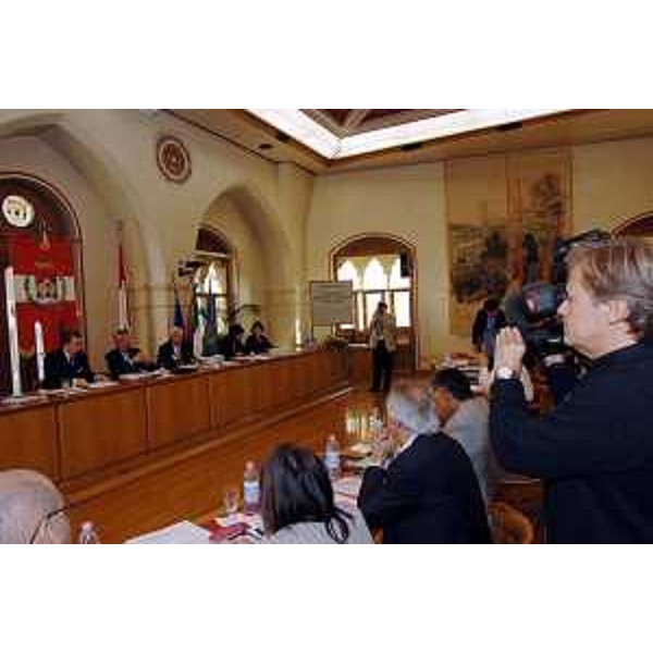 Riccardo Illy (Presidente Regione Friuli Venezia Giulia) e Sergio Bolzonello (Sindaco Pordenone) durante i lavori della Giunta regionale riunita a Pordenone. (Pordenone 21/09/07)