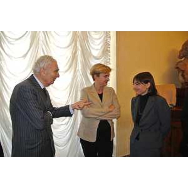 Giovanni Arvedi (Presidente Gruppo Arvedi), Federica Guidi (Ministro Sviluppo economico) e Debora Serracchiani (Presidente Regione Friuli Venezia Giulia) - Palazzo Chigi, Roma 21/11/2014