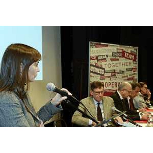 Debora Serracchiani (Presidente Regione Friuli Venezia Giulia) interviene alla tredicesima assemblea congressuale della Legacoop FVG, al Teatro Miela - Trieste 27/11/2014