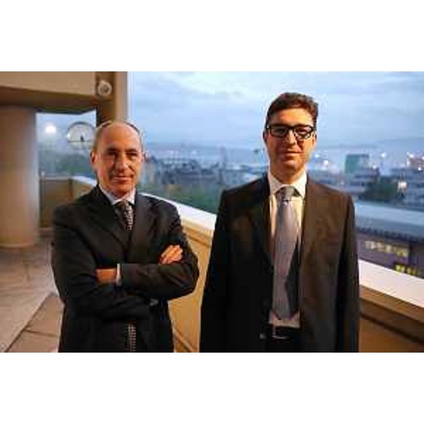 Pietro Del Fabbro e Carlo Moser (Presidente e direttore Finanziaria Friulia S.p.A.) nella sede di Friulia S.p.A. in via Locchi - Trieste 28/11/2014 (Foto Friulia)