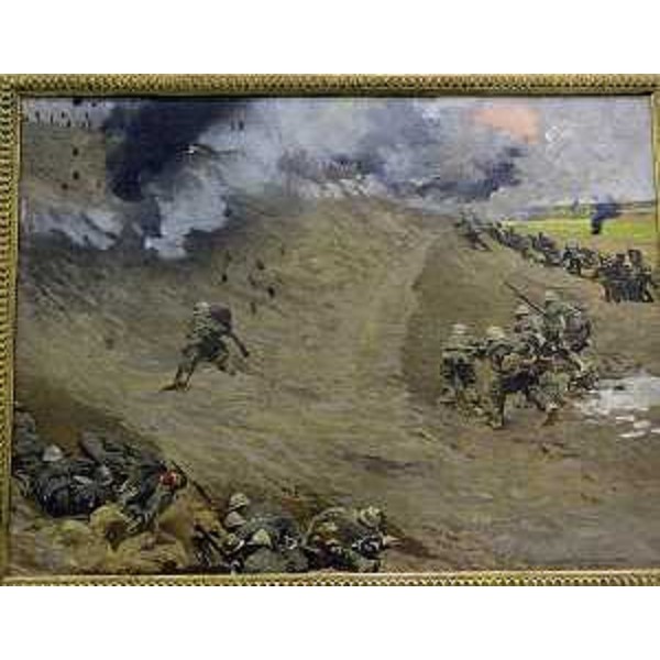 Opera di Giulio Aristide Sironi esposta alla mostra "L'Europa in guerra. Tracce del secolo breve", al Magazzino delle Idee - Trieste 29/11/2014