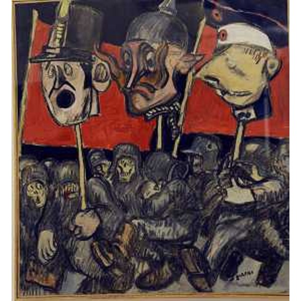 Opera di Mario Sironi esposta alla mostra "L'Europa in guerra. Tracce del secolo breve", al Magazzino delle Idee - Trieste 29/11/2014