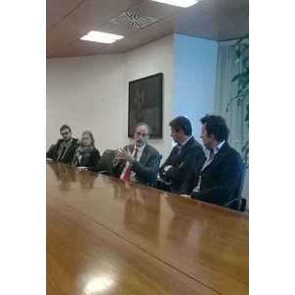 Gianni Torrenti (Assessore regionale Sport), Claudio Bardini (Presidente provinciale FIP Udine) e Vico Meroi (Vicesindaco Lignano Sabbiadoro) alla conferenza stampa di presentazione del Campionato europeo di Pallacanestro maschile Under 20 "Lignano 2015" - Udine 10/12/2014
