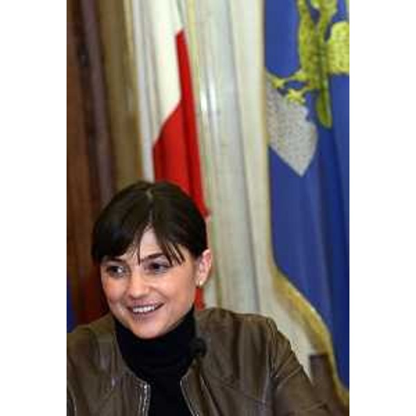 Debora Serracchiani (Presidente Regione Friuli Venezia Giulia) alla conferenza stampa di fine anno "2014 il coraggio delle scelte", nella sede della Regione FVG in piazza Unità d'Italia - Trieste 19/12/2014