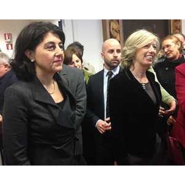 Mariagrazia Santoro (Assessore regionale Infrastrutture, Mobilità, Pianificazione territoriale, Lavori pubblici, Università) e Stefania Giannini (Ministro Istruzione, Università e Ricerca) al Polo goriziano dell'Università di Trieste - Gorizia 09/01/2015