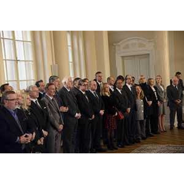 Autorità alla cerimonia per il conferimento dell'onorificenza dell'Ordine d'Oro al Merito a Debora Serracchiani (Presidente Regione Friuli Venezia Giulia) da parte di Borut Pahor (Presidente Repubblica di Slovenia) - Lubiana 13/01/2015