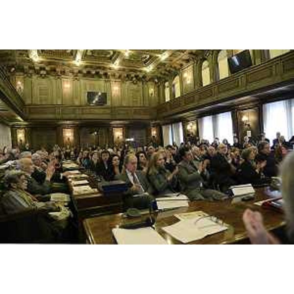 La cerimonia per i 115 anni dell'Università Popolare di Trieste, con seduta solenne del Consiglio di Amministrazione, nella Sala del Consiglio comunale - Trieste 15/01/2015