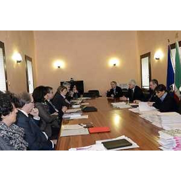 La riunione della Giunta regionale, presieduta da Debora Serracchiani (Presidente Regione Friuli Venezia Giulia), con Claudio Pedrotti (Sindaco Pordenone), nella sede della Regione FVG - Pordenone 16/01/2015
