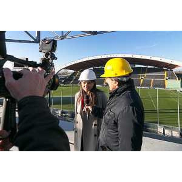 Debora Serracchiani (Presidente Regione Friuli Venezia Giulia) intervistata a margine del sopralluogo ai lavori del nuovo Stadio Friuli - Udine 19/01/2015