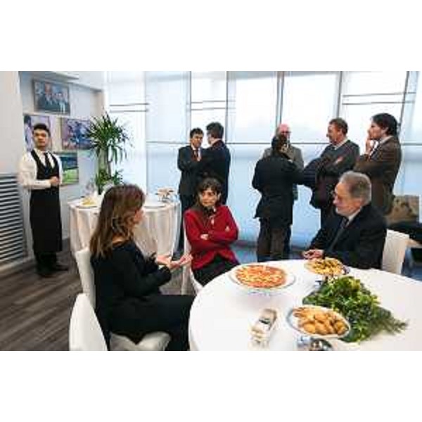 Debora Serracchiani (Presidente Regione Friuli Venezia Giulia) e Gianpaolo Pozzo (Patron Udinese Calcio) nella sede dell'Udinese Calcio - Udine 19/01/2015