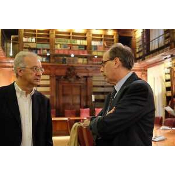 Walter Veltroni (Membro Commissione celebrazioni Pasolini) e Gianni Torrenti (Assessore regionale Cultura) alla prima riunione della Commissione per le celebrazioni del 40° anniversario della morte di Pier Paolo Pasolini, al MiBACT - Roma 05/02/2015