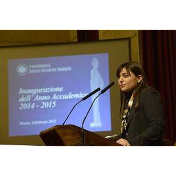 Debora Serracchiani (Presidente Regione Friuli Venezia Giulia) interviene all'inaugurazione dell'Anno Accademico 2014-2015 dell'Università degli Studi - Trieste 06/02/2015
