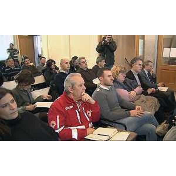 L'incontro tra Regione FVG, Prefettura di Udine e sindaci della Bassa Friulana sulla gestione dei migranti, nel salone d'onore del Municipio - Palmanova 10/02/2015