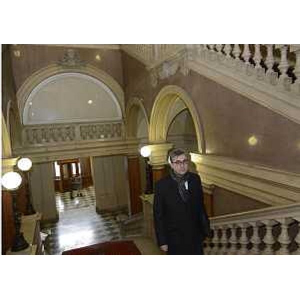 Francesco Peroni (Assessore regionale Finanze, Patrimonio, Coordinamento e Programmazione Politiche economiche e comunitarie) nell'atrio del Palazzo della Regione Friuli Venezia Giulia sede della Presidenza, in piazza Unità d'italia - Trieste 13/02/2015