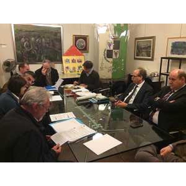 Gianni Torrenti (Assessore regionale Cultura) e Vittorino Boem (Presidente IV Commissione consiliare) con i rappresentanti del Progetto Integrato Cultura (PIC) del Medio Friuli, in Municipio - Bertiolo (UD) 17/02/2015