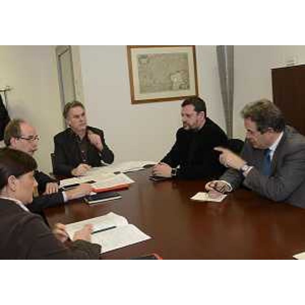 Debora Serracchiani (Presidente Regione Friuli Venezia Giulia) e Gianni Torrenti (Assessore regionale Solidarietà) incontrano il presidente e il direttore dell'Associazione Nazionale Comuni Italiani (ANCI) del FVG, Mario Pezzetta e Alessandro Fabbro - Udine 20/02/2015