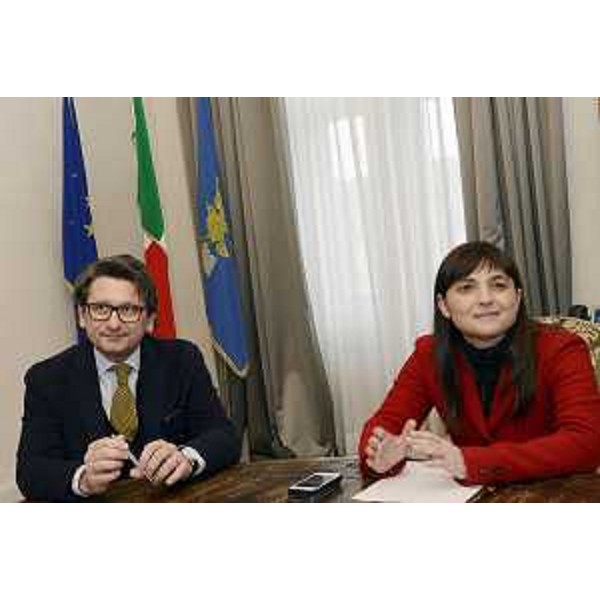 Zeno D'Agostino (Commissario Autorità Portuale Trieste) e Debora Serracchiani (Presidente Regione Friuli Venezia Giulia), nella sede della Presidenza della Regione FVG - Trieste 23/02/2015