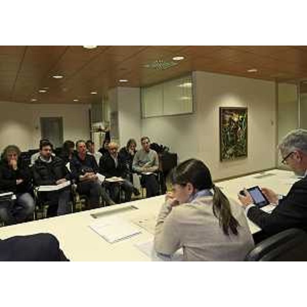 Debora Serracchiani (Presidente Regione Friuli Venezia Giulia) e Paolo Panontin (Assessore regionale Funzione pubblica) all'incontro con le RSU delle sedi di Insiel S.p.A. di Trieste e Udine e con i segretari provinciali di FIOM-CGIL, FIM-CISL e UILM - Udine 26/02/2015
