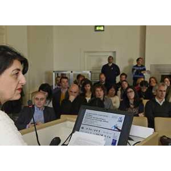 Mariagrazia Santoro (Assessore regionale Infrastrutture) alla conferenza "INTERBIKE Rete ciclistica intermodale transfrontaliera. La Ciclovia ADRIABIKE: risultati e prospettive future", al Savoia Excelsior Palace - Trieste 06/03/2015