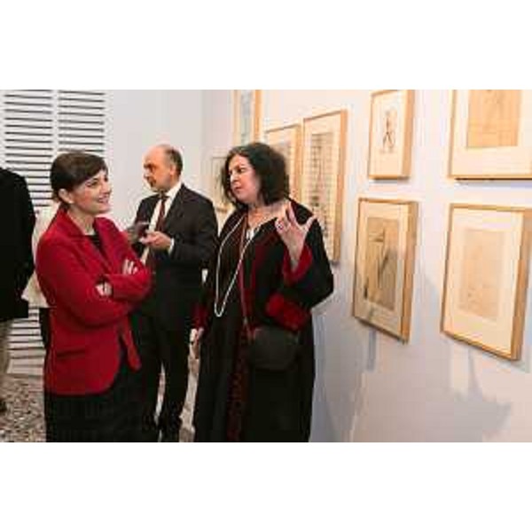 Debora Serracchiani (Presidente Regione Friuli Venezia Giulia) e Maria Tsantsanoglou (Museo Statale Arte Contemporanea Salonicco) all'inaugurazione della mostra "Avanguardia Russa. 1910 - 1930" - Villa Manin di Passariano 06/03/2015