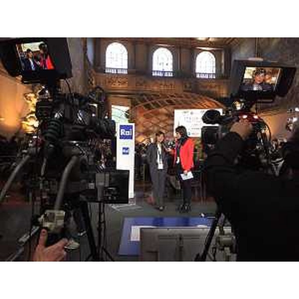 Debora Serracchiani (Presidente Regione Friuli Venezia Giulia) intervistata all'anteprima "Italia 2015. Il Paese nell'anno dell'EXPO" a Palazzo Vecchio - Firenze 28/03/2015