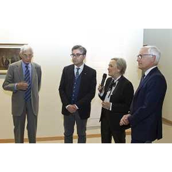 Renzo Piccini (Vicepresidente CdA Fondazione CRTrieste), Francesco Peroni (Assessore regionale Patrimonio), Maria Teresa Bassa Poropat (Presidente Provincia Trieste) e Massimo Paniccia (Presidente Fondazione CRTrieste) all'inaugurazione della mostra "Cento Novecento. Un secolo d'arte in cento opere della collezione Fondazione CRTrieste", al Magazzino delle Idee - Trieste 31/03/2015 (Foto Sergio Paoletti Provincia Trieste)