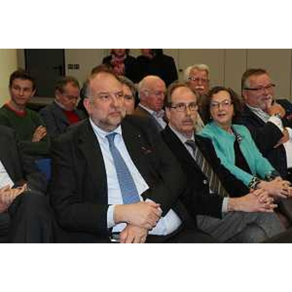 Roberto Cosolini (Sindaco Trieste), Gianni Torrenti (Assessore regionale Cultura, Sport e Solidarietà) e Tamara Blazina (Deputata) alla XIII Assemblea ordinaria della Confederazione delle Organizzazioni slovene - Opicina (TS) 17/04/2015 (Foto Slomedia Darko Bradassi)