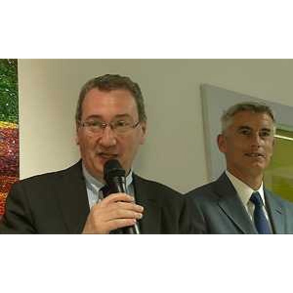 Sergio Bolzonello (Vicepresidente Regione FVG e assessore Attività produttive) e Paolo Bordon [Direttore generale Azienda Assistenza Sanitaria (AAS) n. 5 "Friuli Occidentale"] all'inaugurazione del reparto di Ostetricia dell'Ospedale Santa Maria degli Angeli - Pordenone 21/04/2015