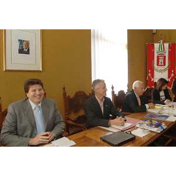 Riccardo Illy (Presidente Regione Friuli Venezia Giulia) e Andrea Mansutti (Sindaco Tricesimo) nel corso dei lavori della Giunta regionale riunita nel Municipio di Tricesimo. (Tricesimo 19/10/07) 
