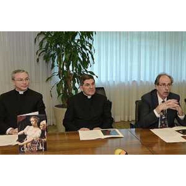 Alessio Geretti (Curatore mostra), Angelo Zanello (Presidente Comitato San Floriano) e Gianni Torrenti (Assessore regionale Cultura) alla presentazione della mostra "L'Ultima Creatura. L'idea divina del femminile" (Illegio, 17 maggio - 4 ottobre 2015) - Udine 14/05/2015