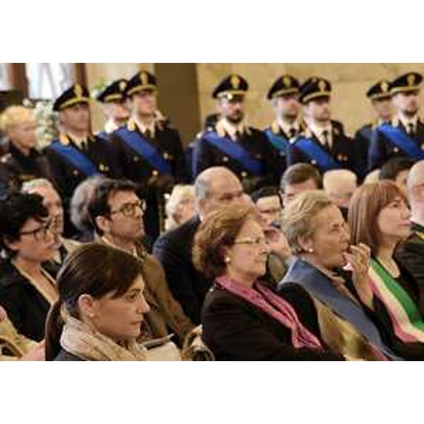 Debora Serracchiani (Presidente Regione Friuli Venezia Giulia), Francesca Adelaide Garufi (Prefetto Trieste), Maria Teresa Bassa Poropat (Presidente Provincia Trieste) e Antonella Grim (Assessore Educazione Scuola Università Ricerca Comune Trieste) alla celebrazione del 163° anniversario della fondazione della Polizia, in Questura - Trieste 22/05/2015