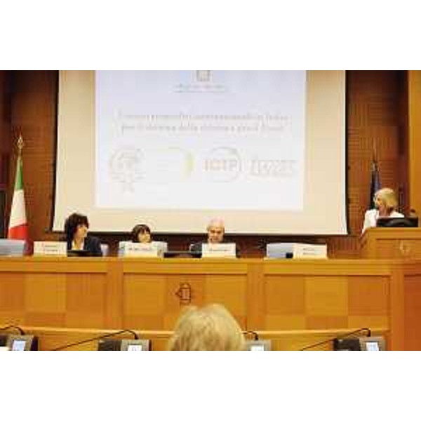 Loredana Panariti (Assessore regionale Lavoro, Formazione, Istruzione, Pari Opportunità, Politiche giovanili, Ricerca e Università), Marina Sereni (Vicepresidente Camera Deputati), Mario Giro (Sottosegretario MAE) e Stefania Giannini (Ministro Istruzione, Università e Ricerca) all'incontro "I centri scientifici internazionali in Italia per il sistema della ricerca e per il Paese", promosso dal Ministero degli Affari Esteri (MAE) nell'Aula dei gruppi parlamentari della Camera dei Deputati - Roma 10/06/2015