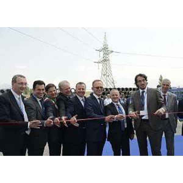 Sergio Bolzonello (Vicepresidente Regione FVG e assessore Attività produttive), Franco Iacop (Presidente Consiglio regionale), Paolo De Simon (Sindaco Osoppo), Paolo Felice e Federico Pittini (Amministratore delegato e presidente Ferriere Nord S.p.A.) all'inaugurazione dei Nuovi Impianti di Produzione di Ossigeno Gassoso presso Ferriere Nord S.p.A. - Osoppo 12/06/2015