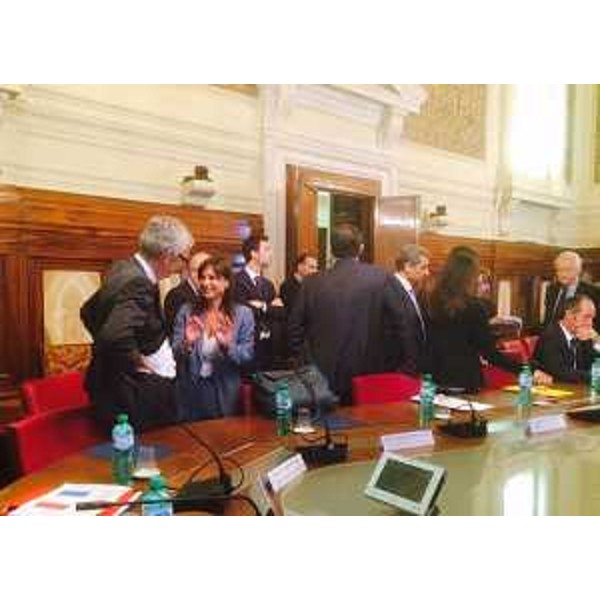 Debora Serracchiani (Presidente Regione Friuli Venezia Giulia) all'incontro tra le Regioni e Angelino Alfano (Ministro Interno), al Viminale - Roma 17/06/2015
