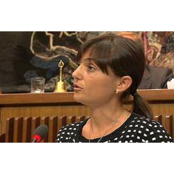 Debora Serracchiani (Presidente Regione Friuli Venezia Giulia) durante i lavori d'Aula per l'approvazione delle nuove "Misure attive di inclusione sociale e di sostegno al reddito" in Consiglio regionale - Trieste 29/06/2015
