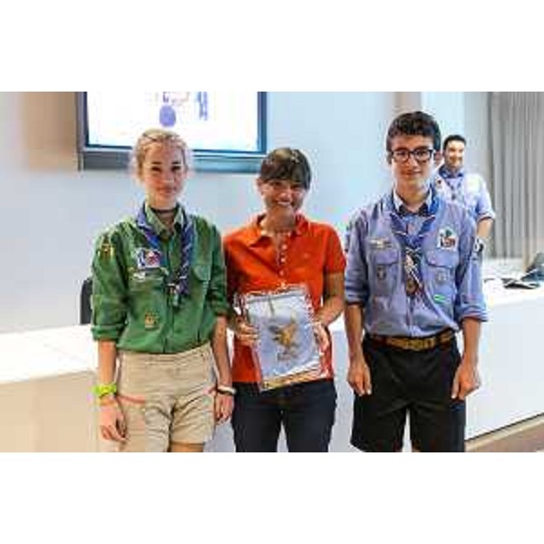 Debora Serracchiani (Presidente Regione Friuli Venezia Giulia) saluta la delegazione degli Scout del FVG che dal 27 luglio all'8 agosto prossimi prenderà parte in Giappone al terzo World Scout Jamboree - Udine 17/07/2015