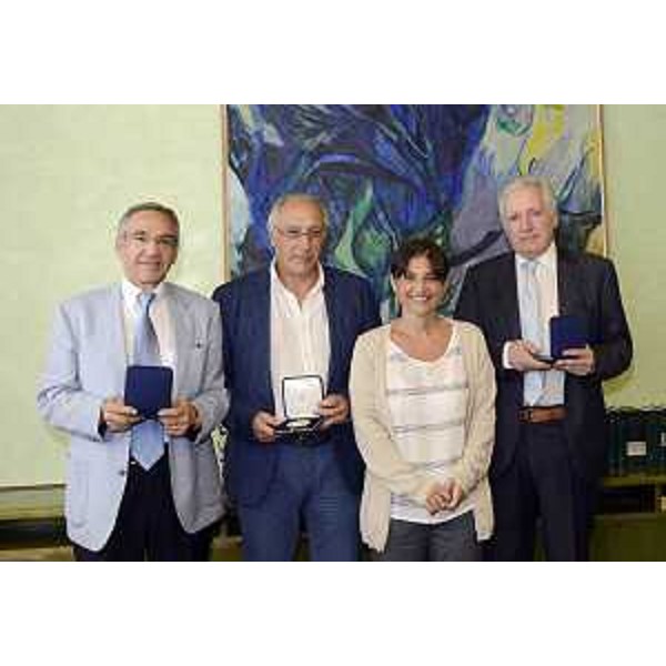 Debora Serracchiani (Presidente Regione Friuli Venezia Giulia) saluta Ruggero Cortellino, Dario Danese e Claudio Kovatsch che in questi giorni hanno concluso la loro carriera dirigenziale all'interno dell'Amministrazione regionale - Trieste 22/07/2015