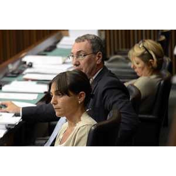 Debora Serracchiani (Presidente Regione Friuli Venezia Giulia), Sergio Bolzonello (Vicepresidente Regione FVG e assessore Attività produttive, Cooperazione e Turismo) e Maria Sandra Telesca (Assessore regionale Salute, Integrazione socio-sanitaria, Politiche sociali e Famiglia) durante la seduta del Consiglio regionale - Trieste 22/07/2015